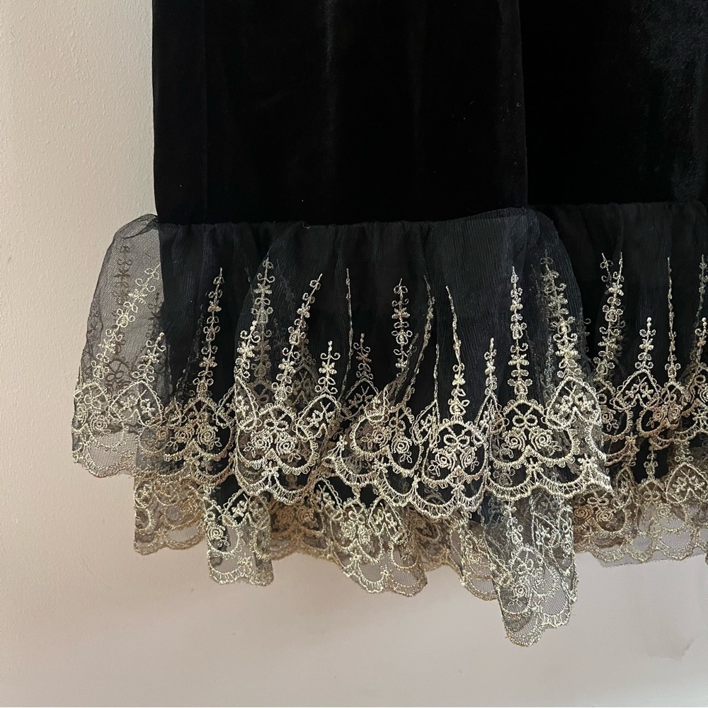 Tuckernuck pomander place velvet Lillith midi dress ladies size large black gold - Picture 4 of 12